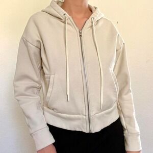 Athleta Cream Cropped Zip Up Hoodie